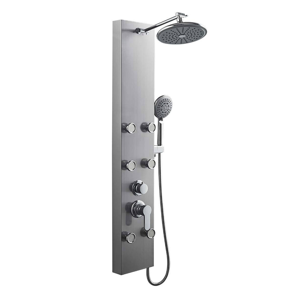Stainless Steel Shower Panel Tower System with Rainfall Shower Head and Handheld Shower E40645