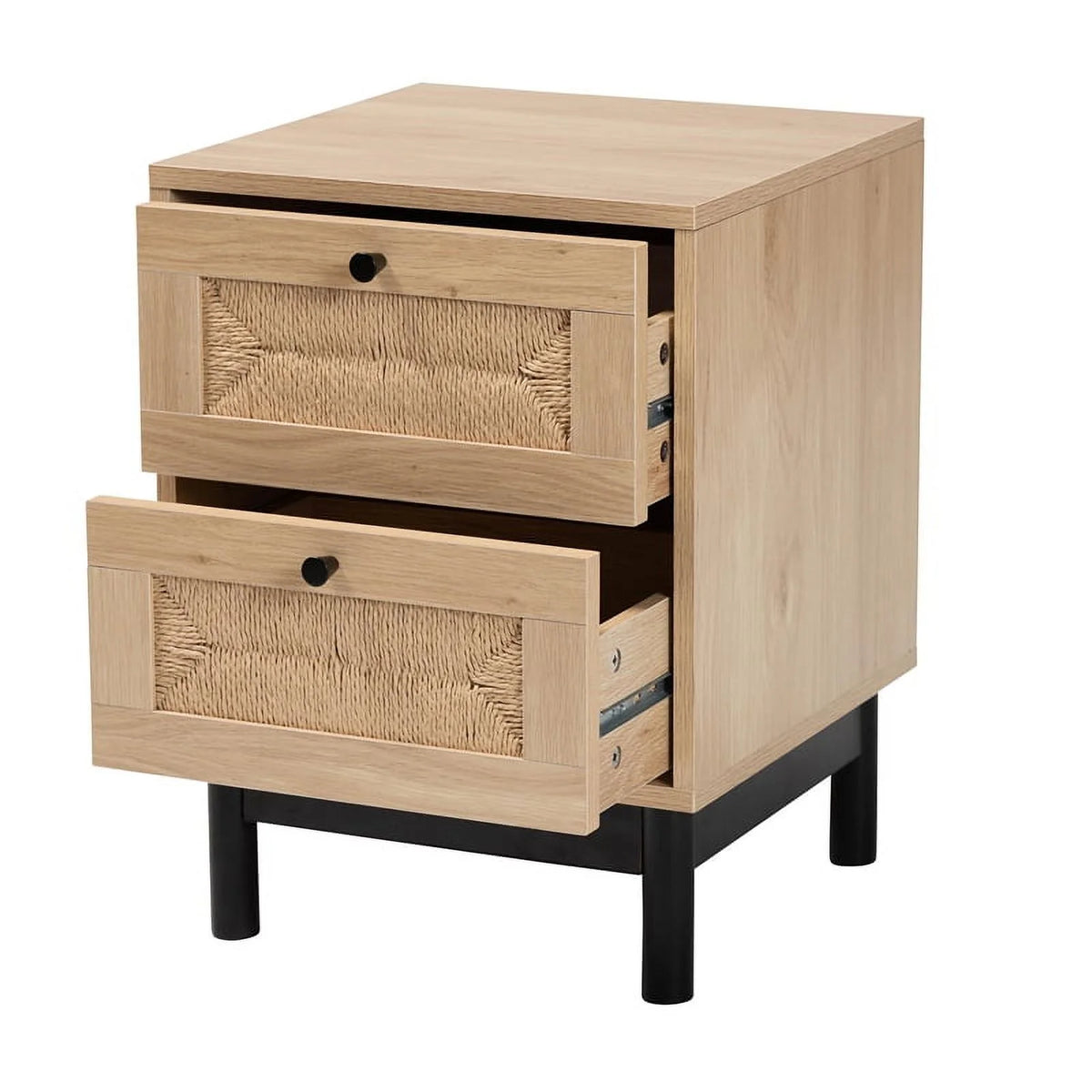 2-Drawer Mid-Century Wood End Table V376