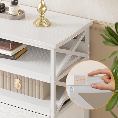 Rustic Brown Dresser TV Stand with 5 Fabric Drawers E46561