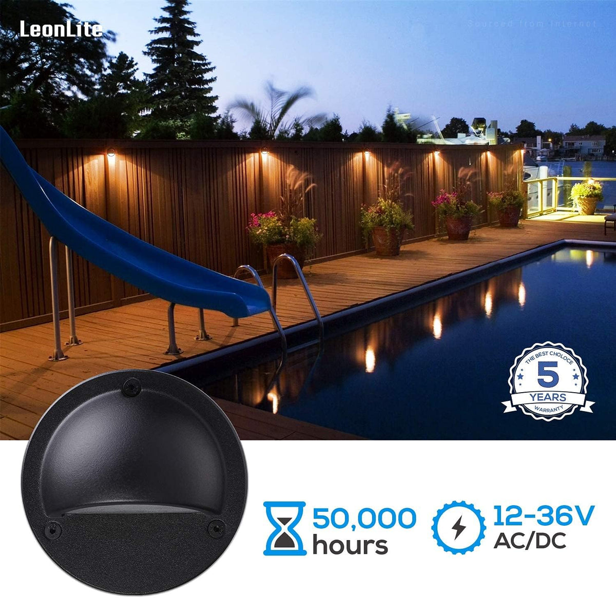 6 Pack Low Voltage LED Deck Light, Die-cast Aluminum, 3000K Warm White W208