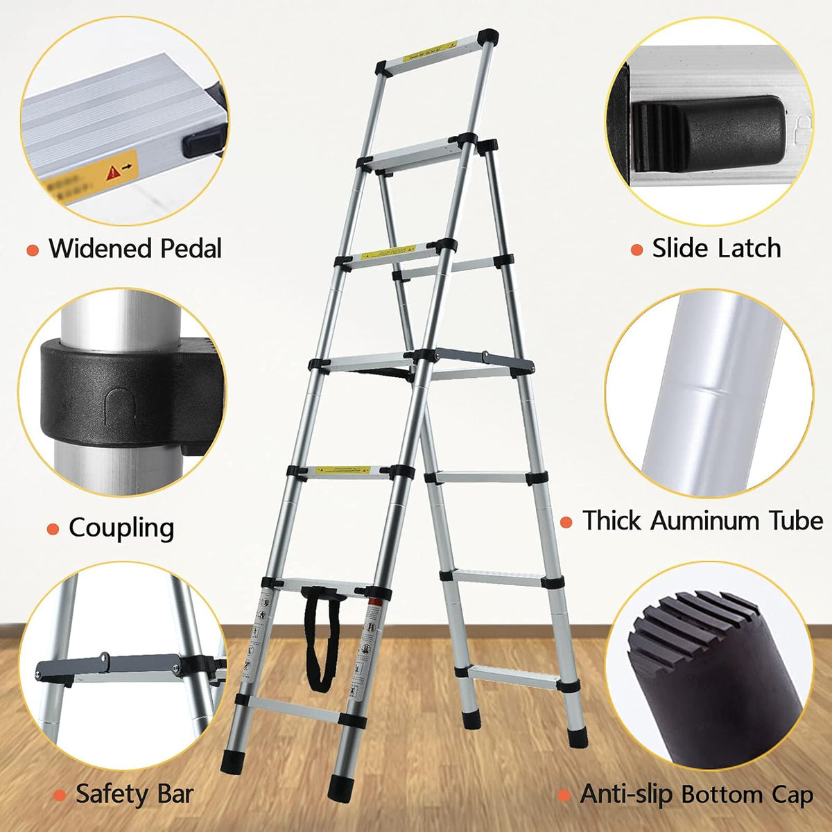A-Frame Aluminum Telescoping Folding Ladder 330lb Capacity V793340