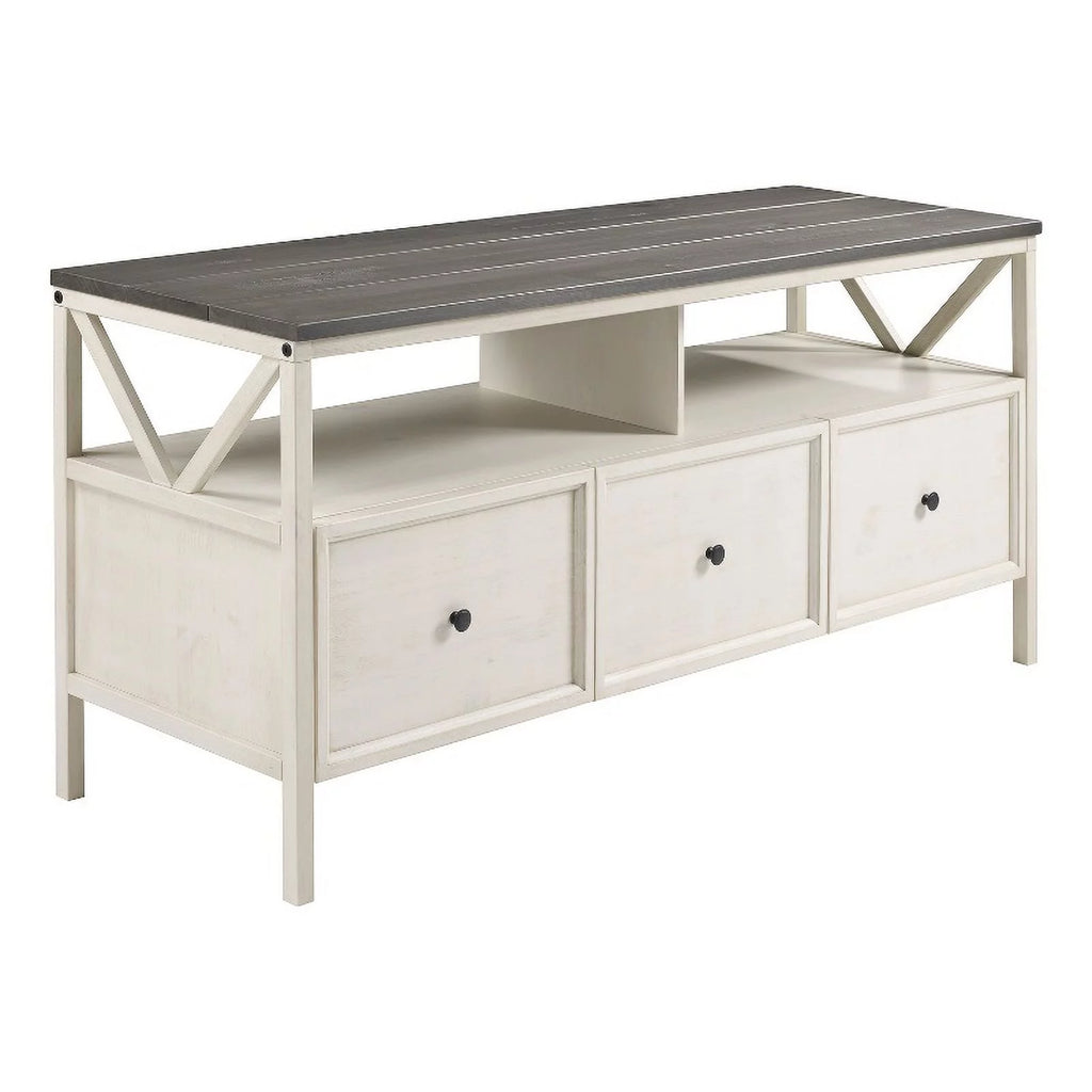 60" Distressed 3-Drawer Solid Wood TV Console D151