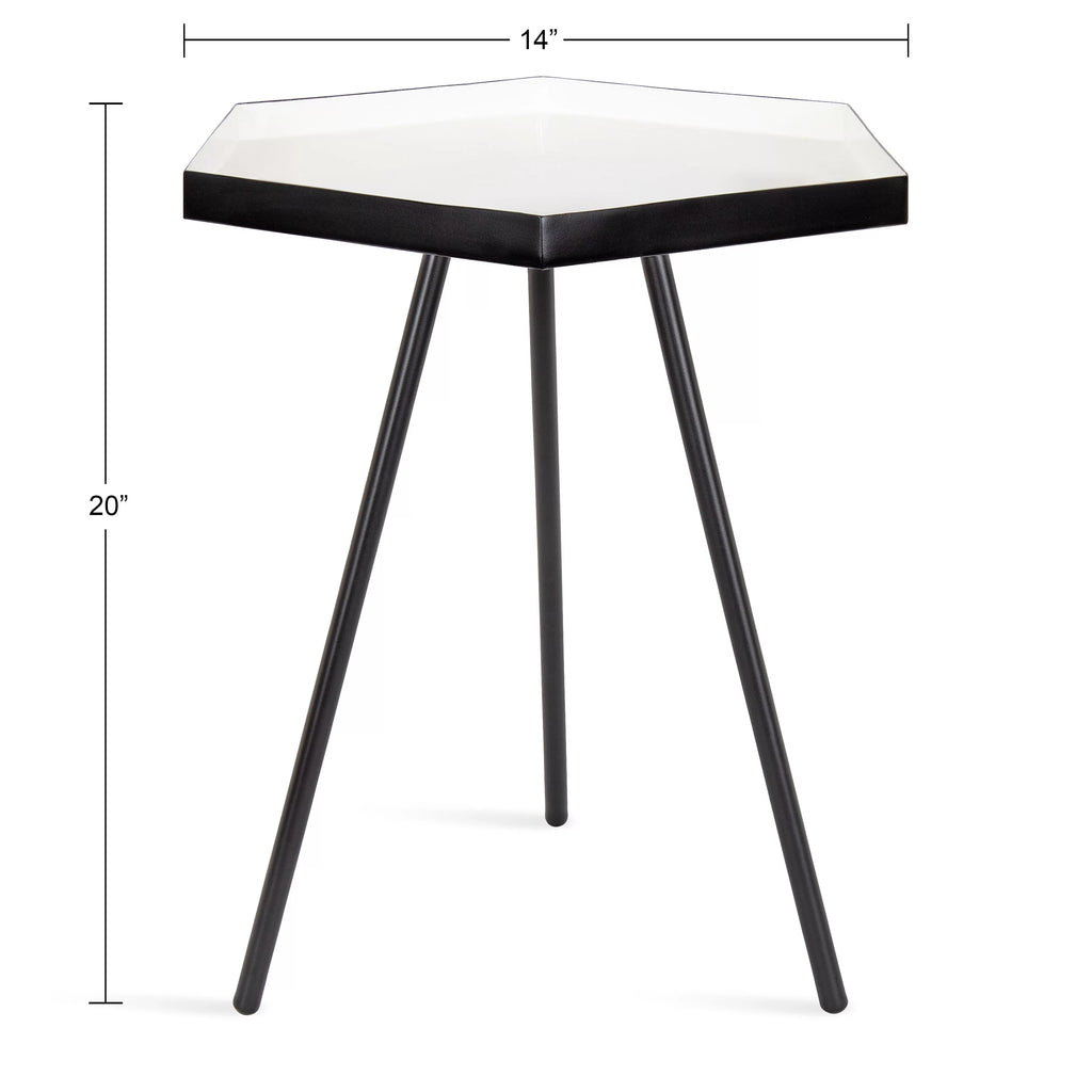 White and Black Hexagon Side Table G39701