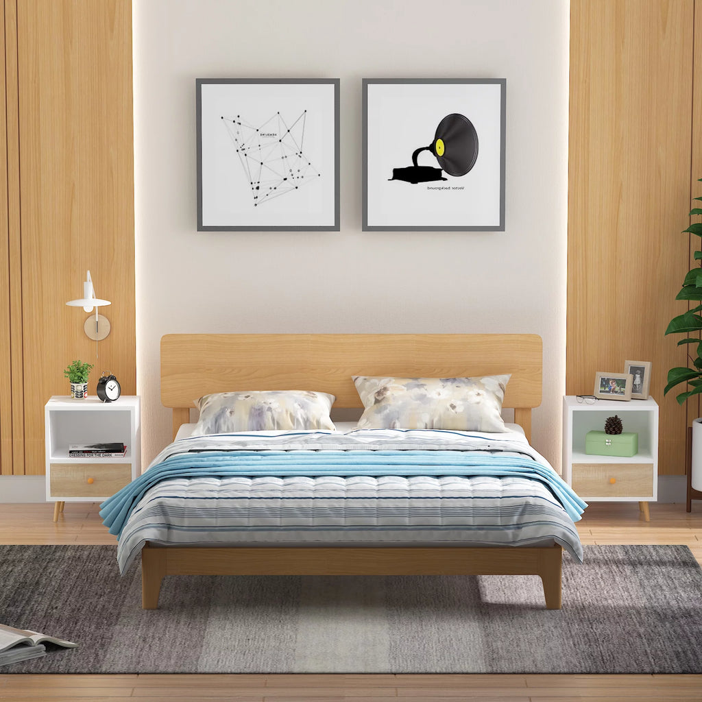 Set of 2 Nightstands with 1 Drawer and Open Shelf Z4449