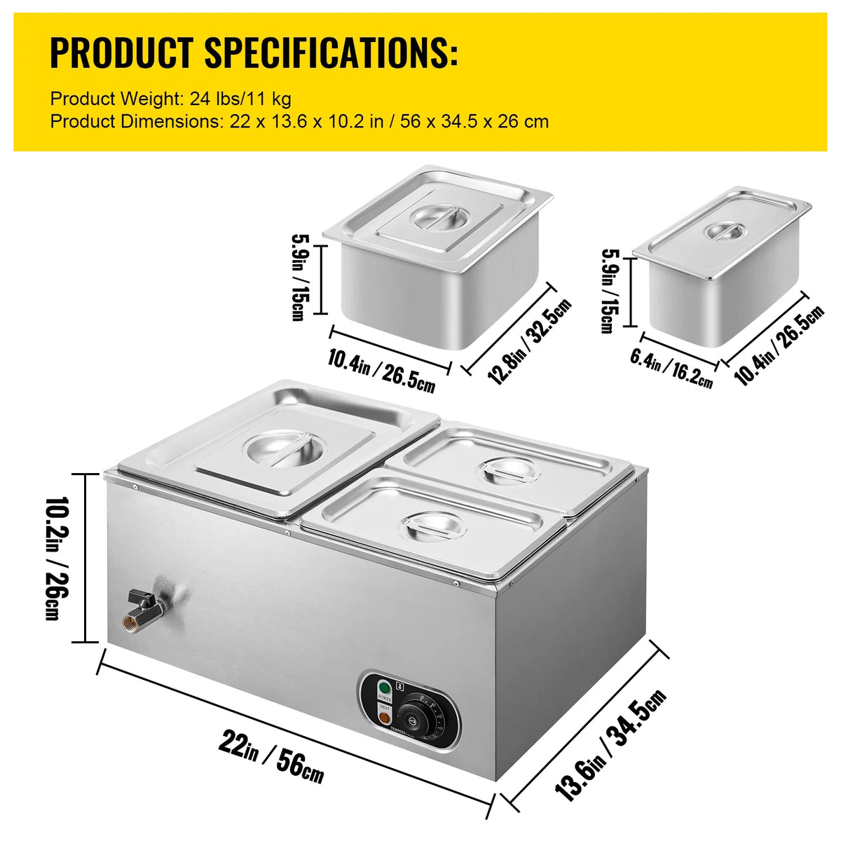 3-Pan Stainless Steel Commercial Food Warmer U205119