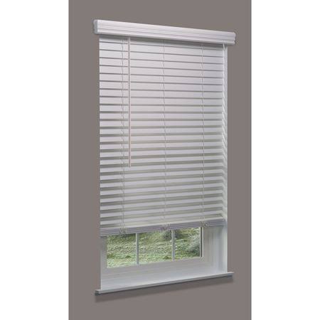 Cordless Faux Wood Blind, White, 65-3/4x22 D398