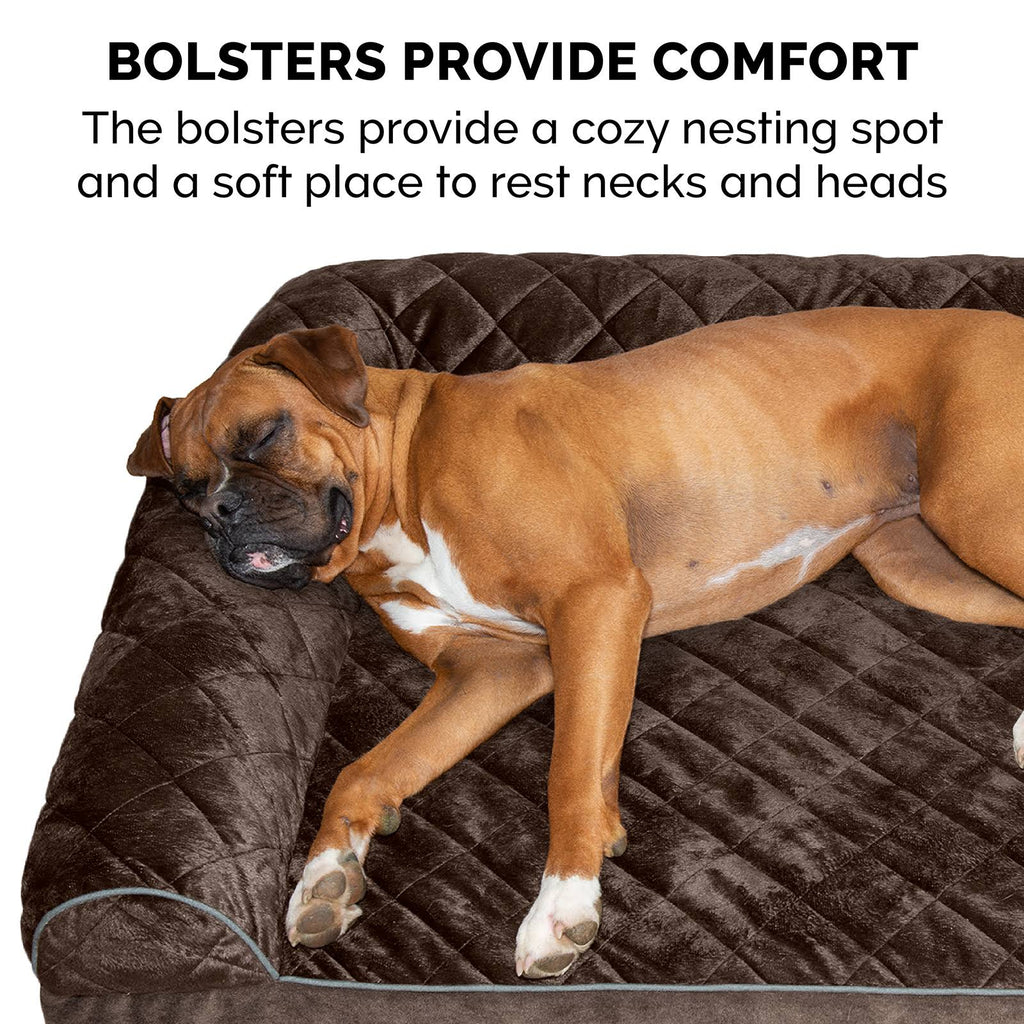 Espresso Velvet L-Chaise Dog Bed M7307