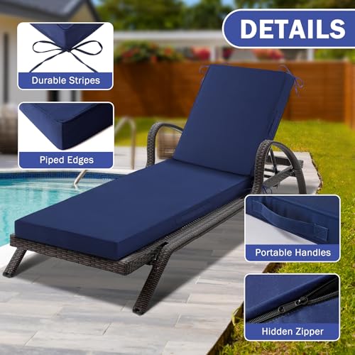 Waterproof Outdoor Chaise Lounge Cushion with Ties N457635