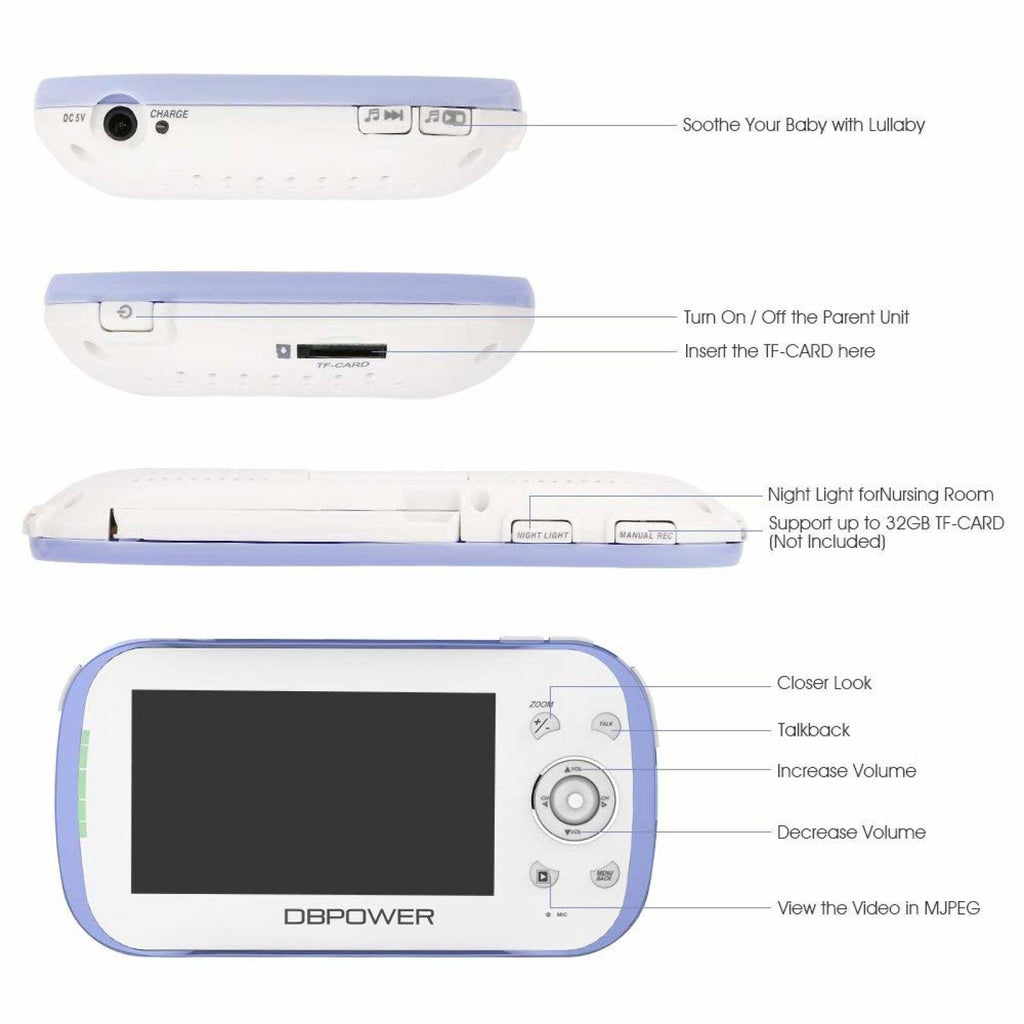 4.3" LCD Video Baby Monitor with 270 Pan-Tilt-Zoom T437419