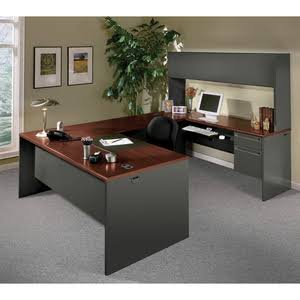Mahogany Charcoal Left Return Desk O3628