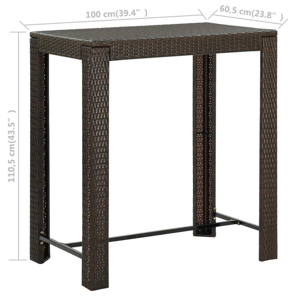 Brown Poly Rattan Patio Bar Table T908