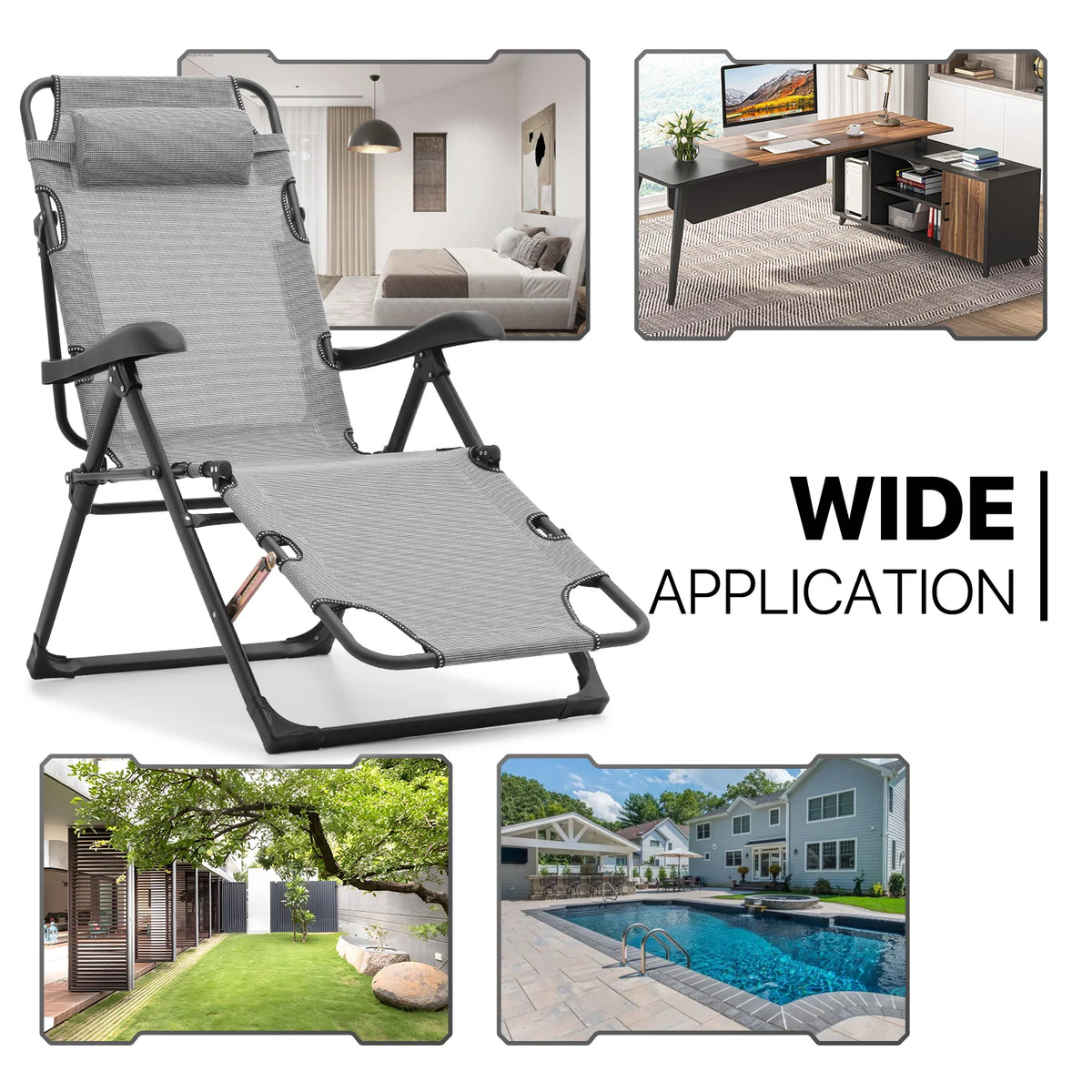 Grey Adjustable Zero Gravity Lounge Chair A40735