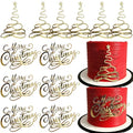 12 Pcs Acrylic Gold Mirror Christmas Cake Toppers Y13797