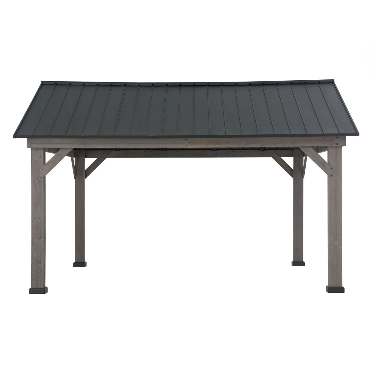 Cedar Framed Gazebo with Matte-Black Steel Gable Roof Hardtop M757416
