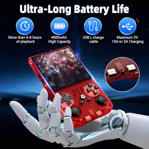 Black 4.0 Inch IPS Screen 64GB Retro Handheld Game Console U3955