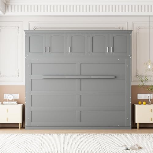 Queen Grey Wood Murphy Bed with Storage R41000