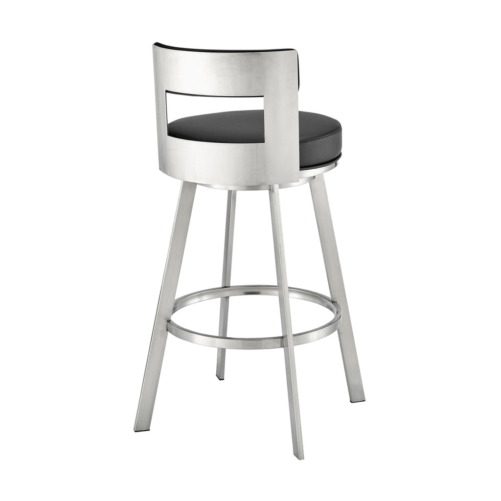 Swivel Faux Leather/Metal Counter Stool in Black/Chrome V937