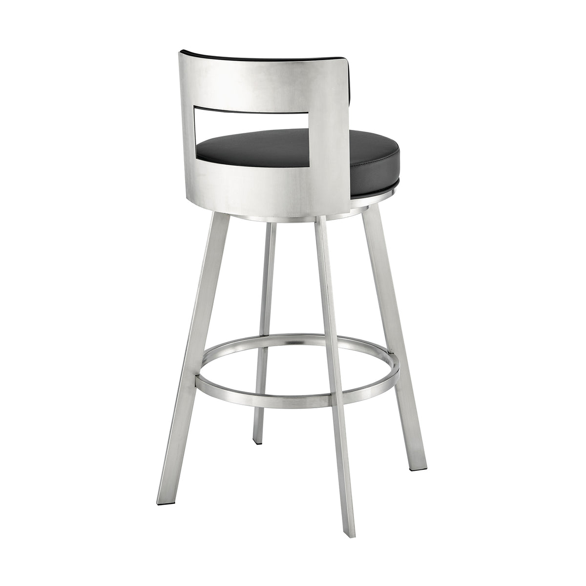 Swivel Faux Leather/Metal Counter Stool in Black/Chrome V937
