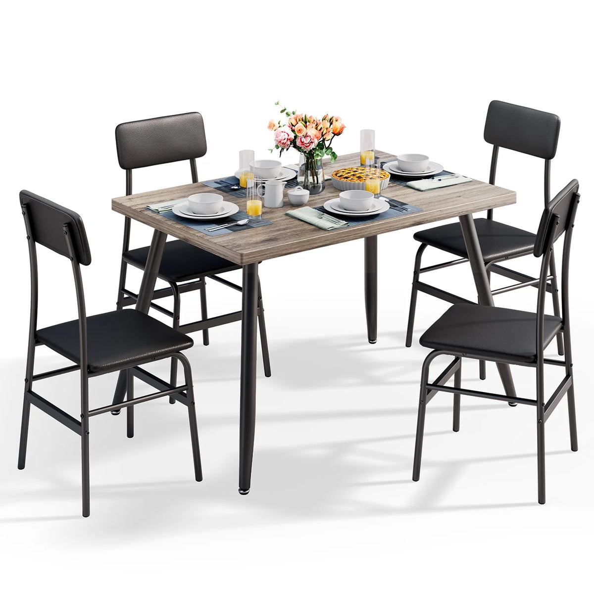 Dining Table Set for 4 Gray E6732