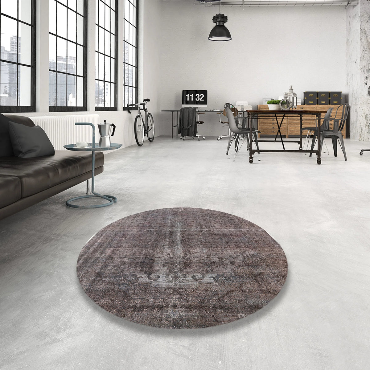 Gunmetal Gray Rectangle Oriental Area Rug Z972