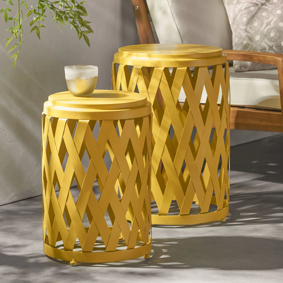 Iron Side Table Set Matte Yellow M134193