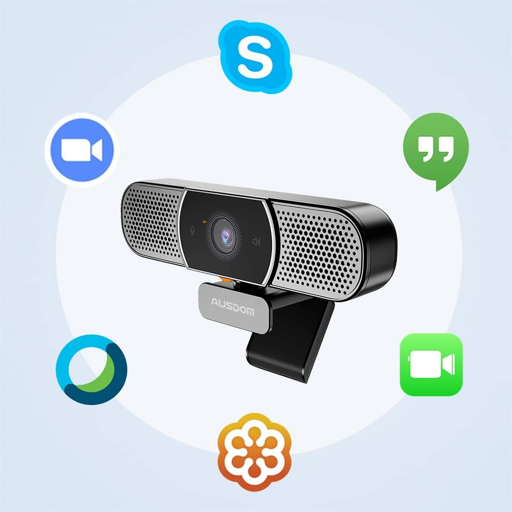 2K Webcam with Microphone and Speaker, Privacy Cover, USB Computer Camera, Pack of 2 Y47336
