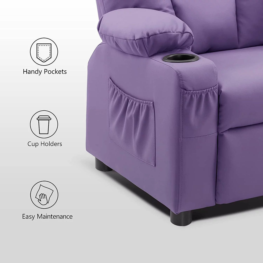 Faux Leather Recliner Chair with Cup Holders K7666