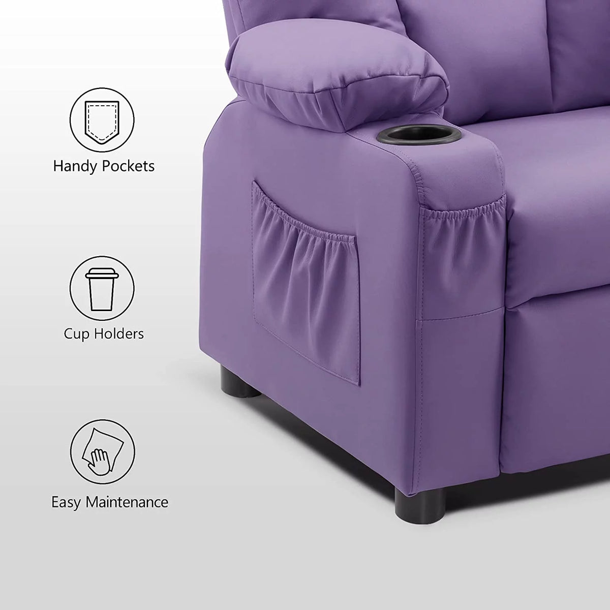 Faux Leather Recliner Chair with Cup Holders K7666