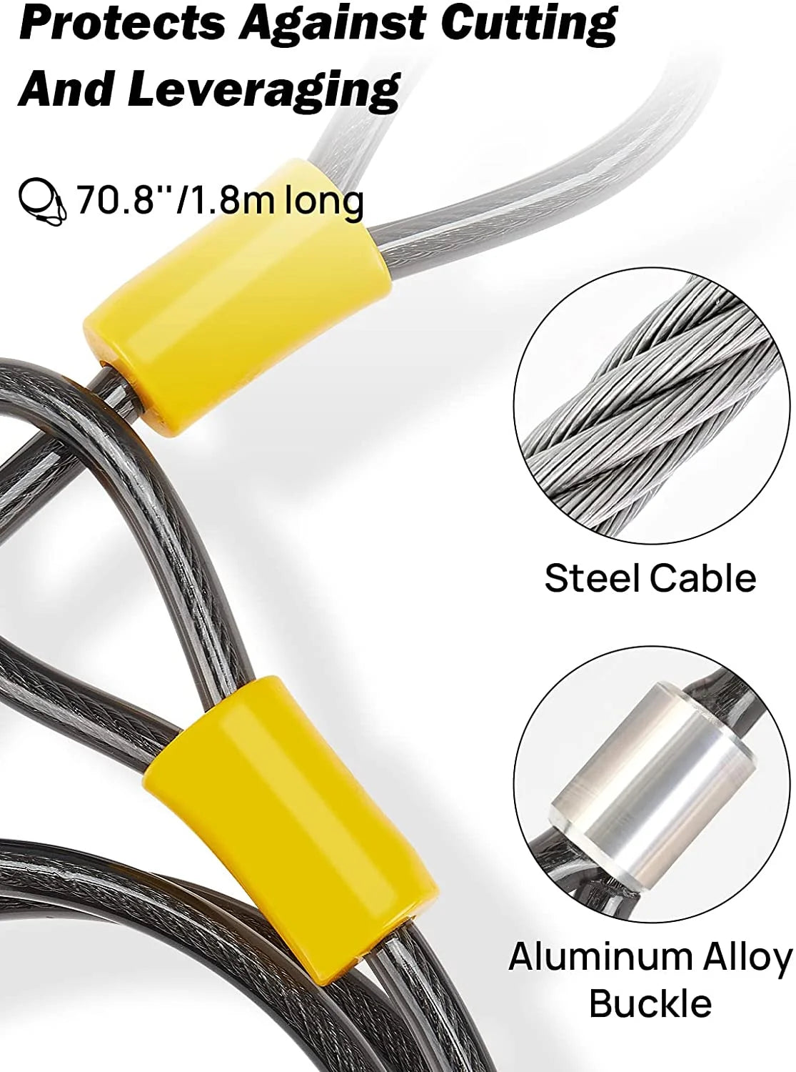 14.6mm Bike U Lock with 1800mm Steel Chain Cable and Mount Holder, 2 Pack W7377