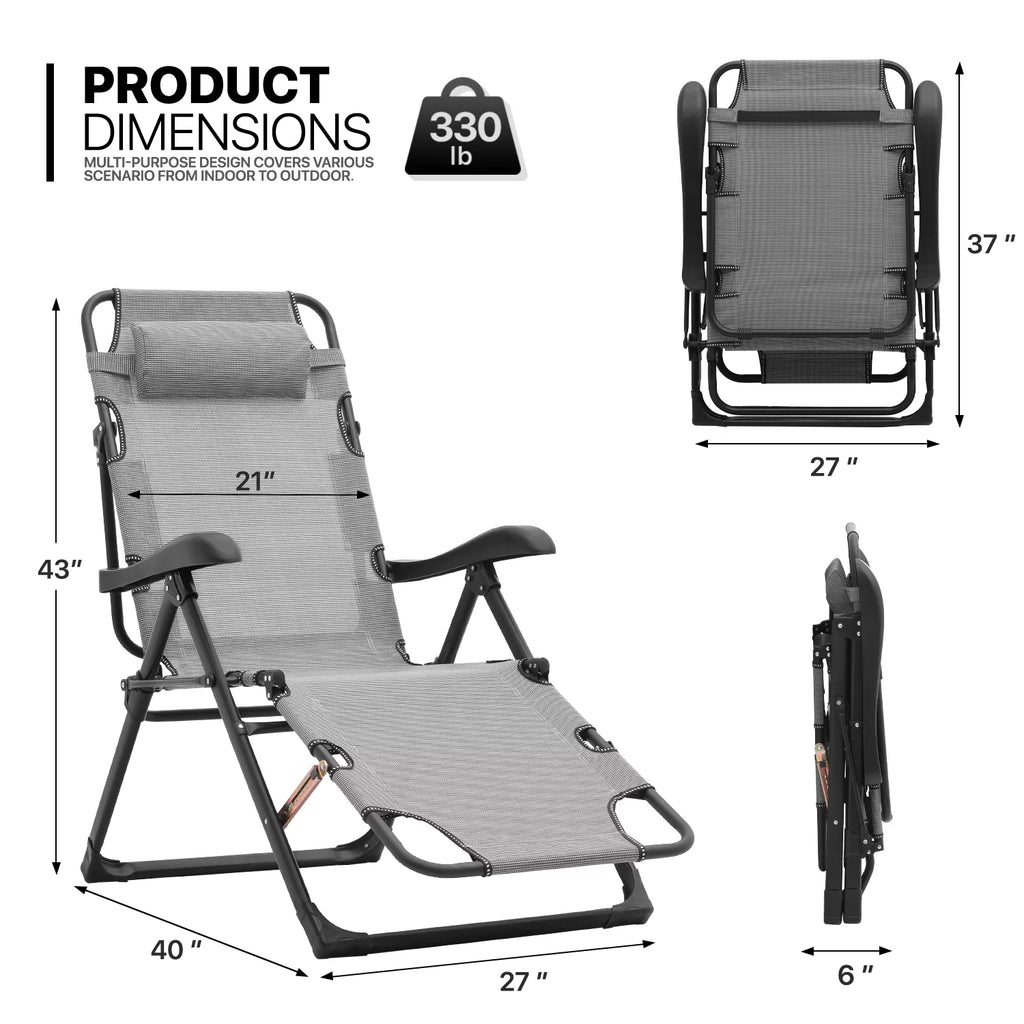 Grey Adjustable Zero Gravity Lounge Chair A40735