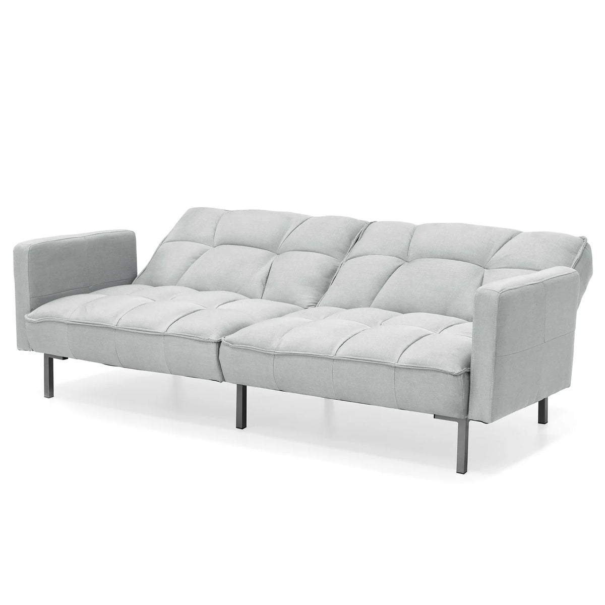 Gray Linen Convertible Futon with 2 Pillows Y751628