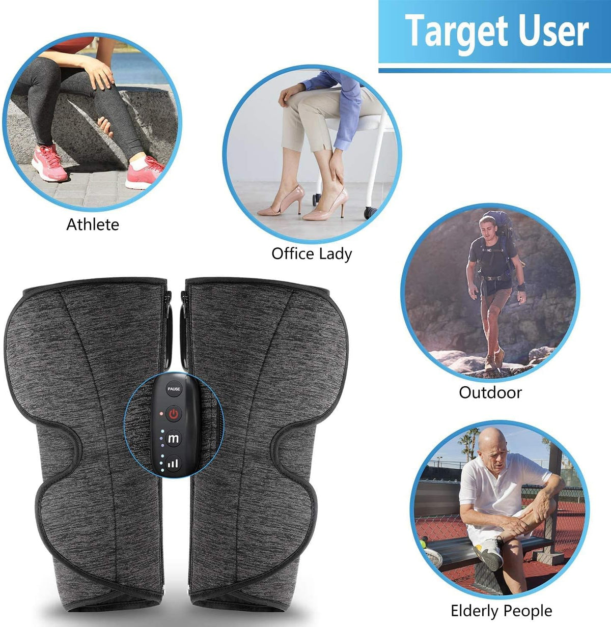 Rechargeable Leg Massager with Air Compression (1 Pair) B963