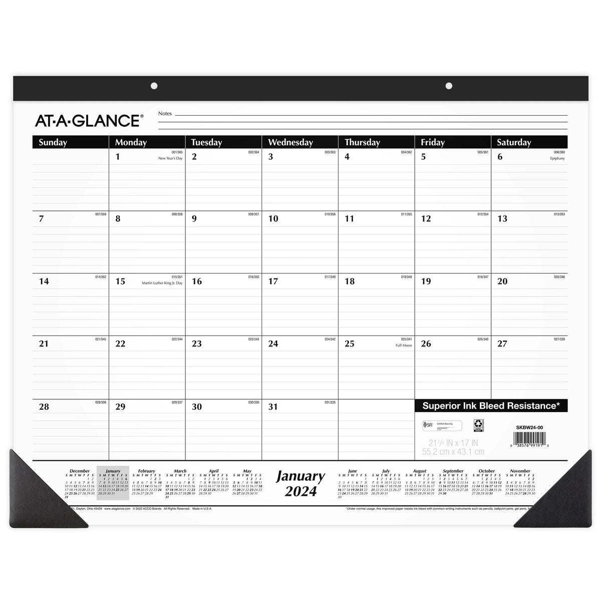 2024 Monthly Desk Pad Calendar 21 3/4 x 17 R34355