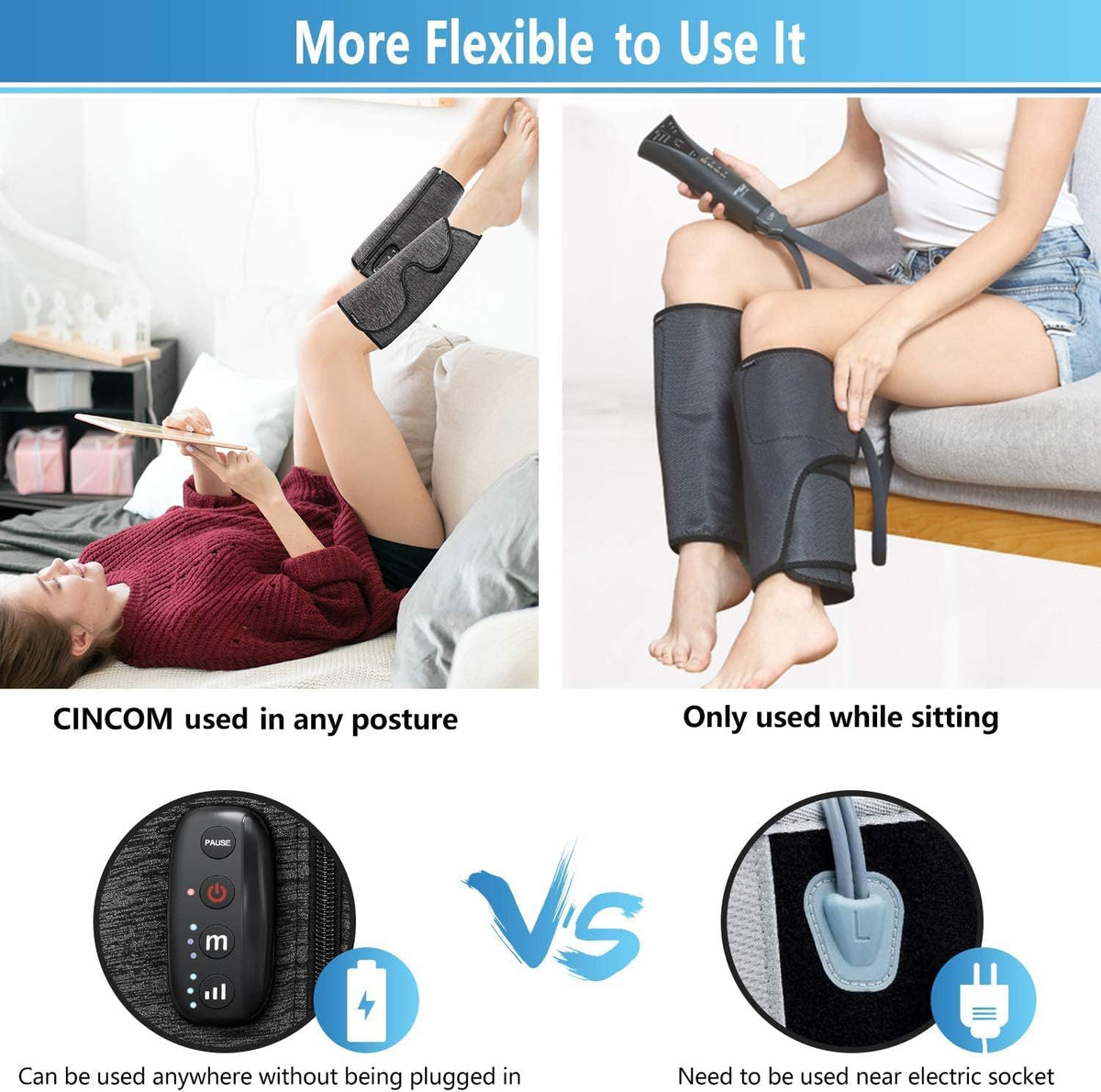 Rechargeable Leg Massager with Air Compression (1 Pair) B963