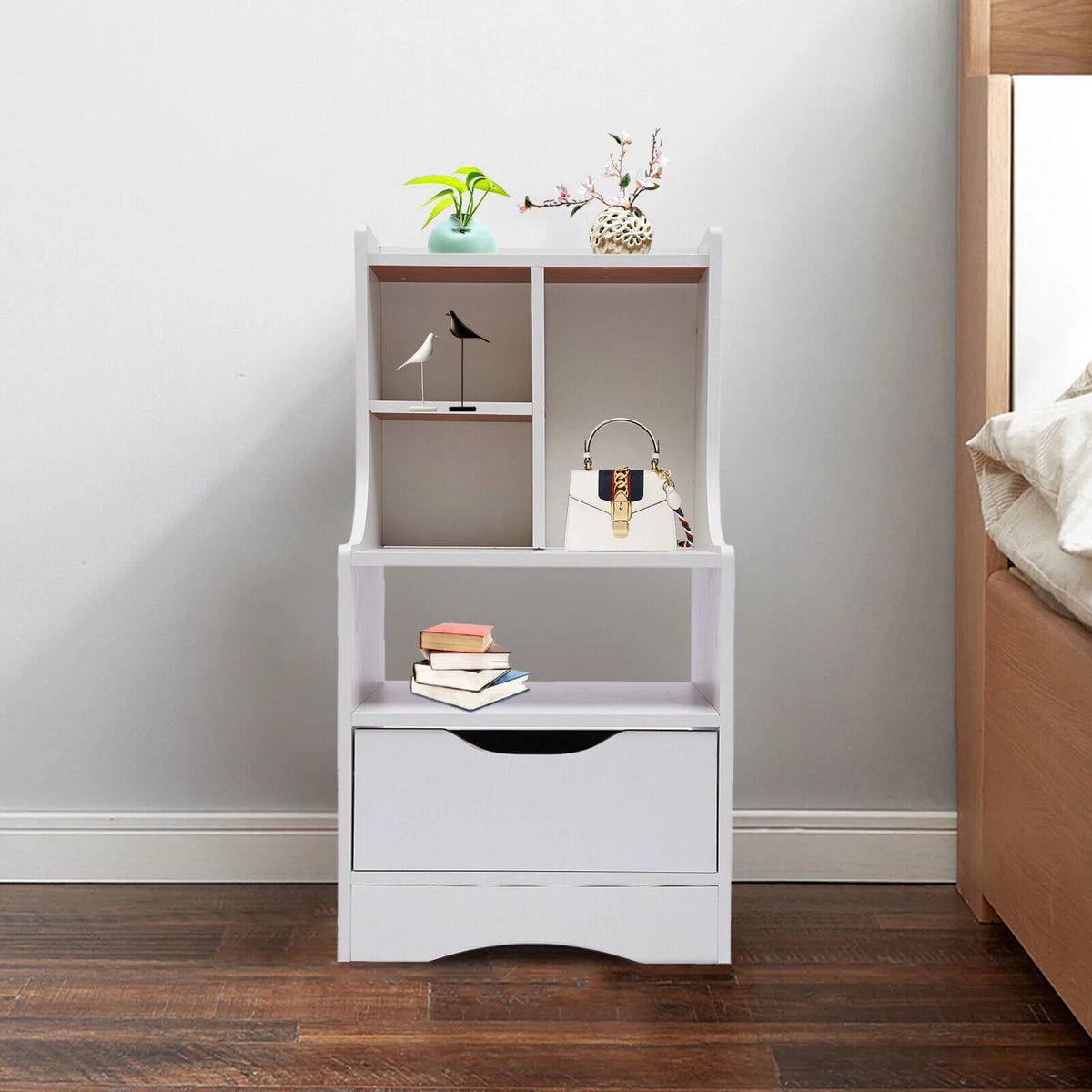 Wooden Nightstand with Drawer D105