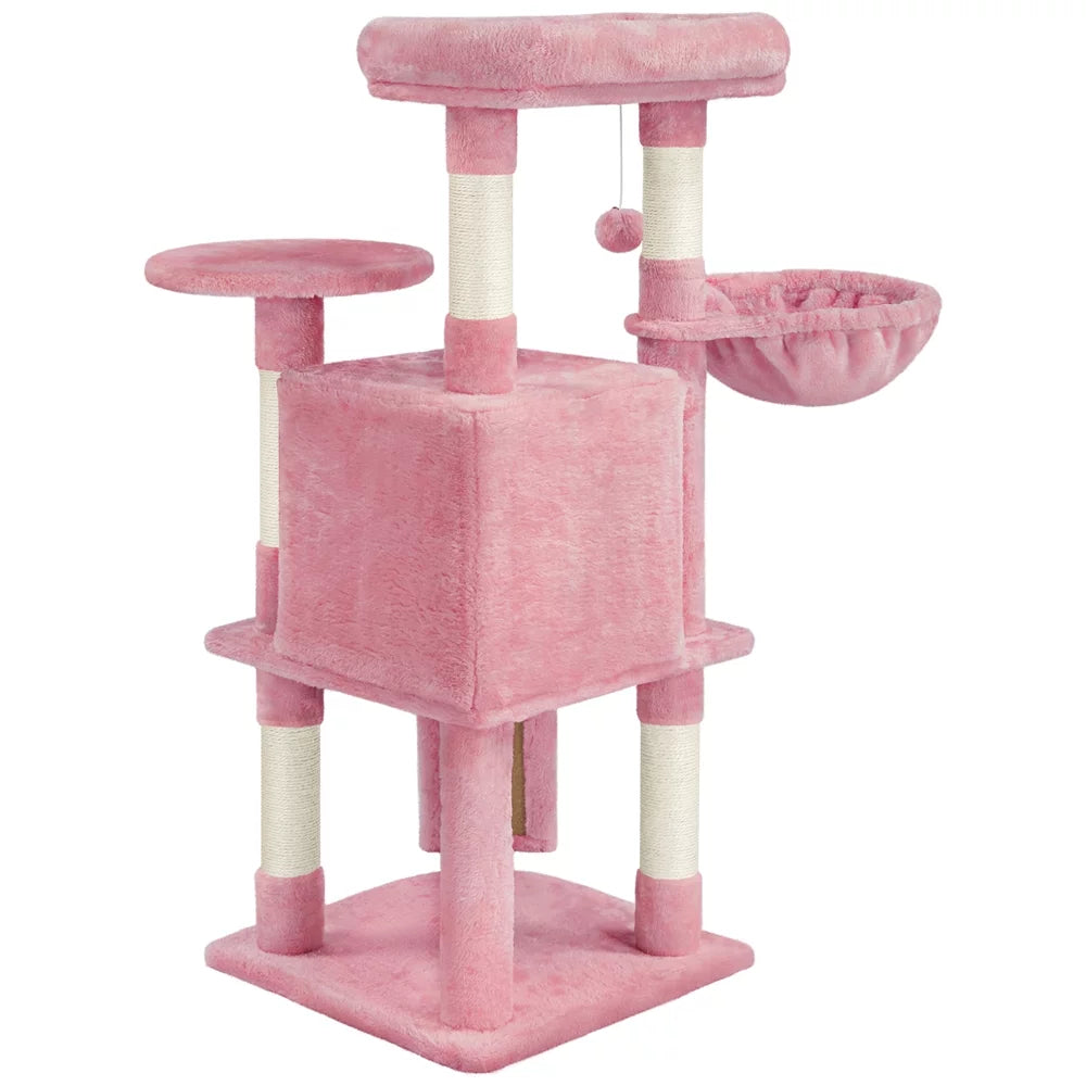 Pink Multilevel Cat Tree Tower with Condo and Perches H36754