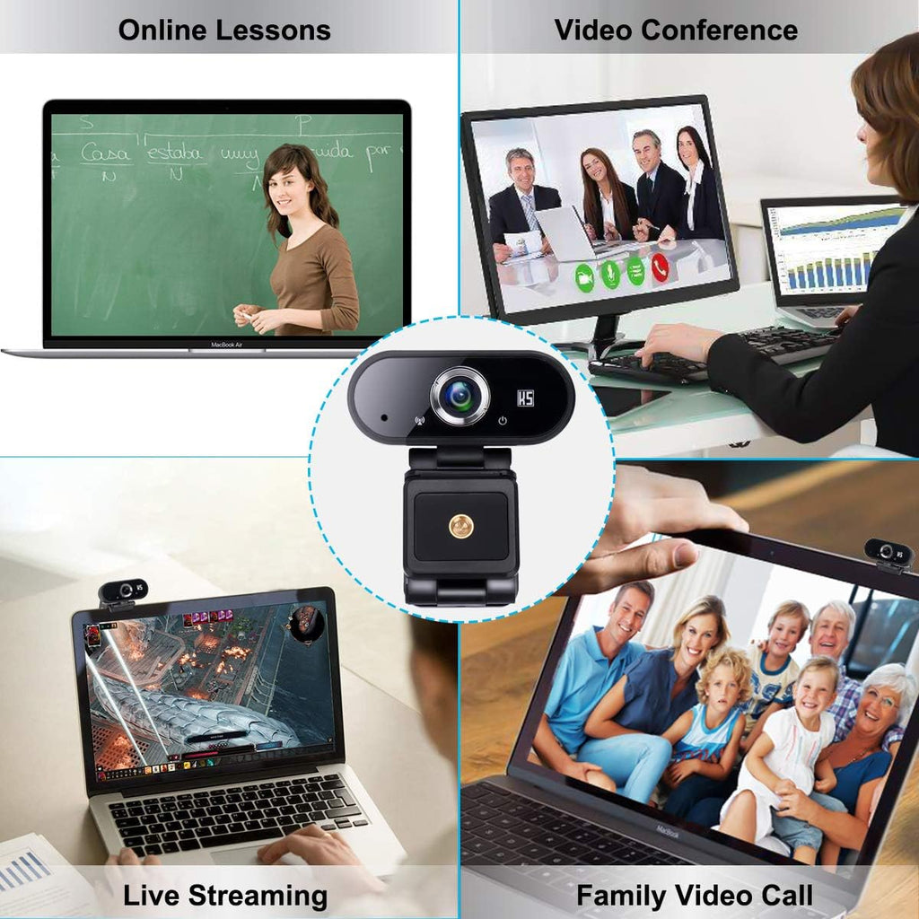 HD 1080P USB Webcam with Tripod and Privacy Cover, Pack of 2 E79621