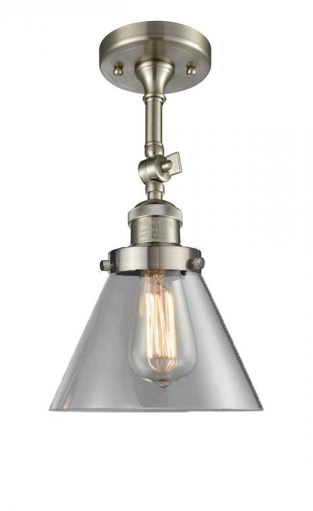 Large Cone 1 Light Semi Flush Mount LED (Brushed Satin Nickel) S766