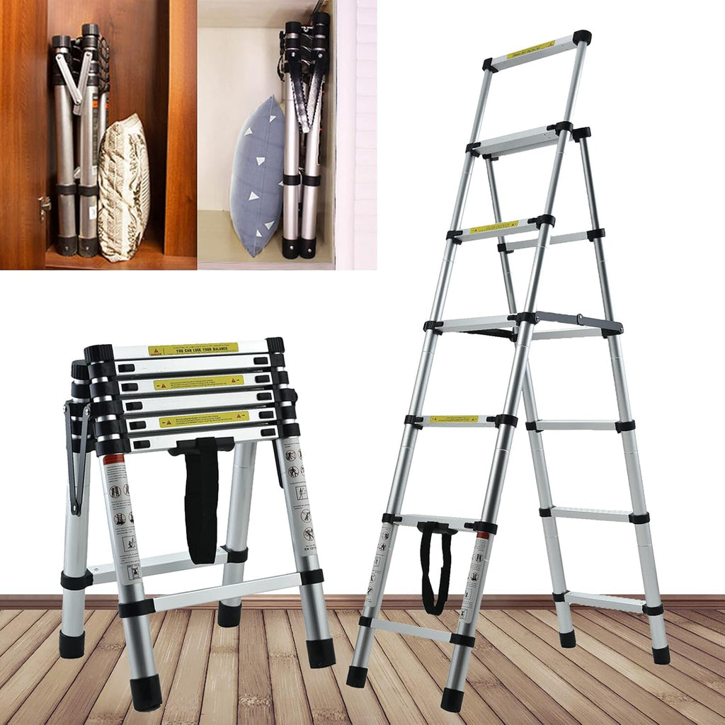 A-Frame Aluminum Telescoping Folding Ladder 330lb Capacity V793340