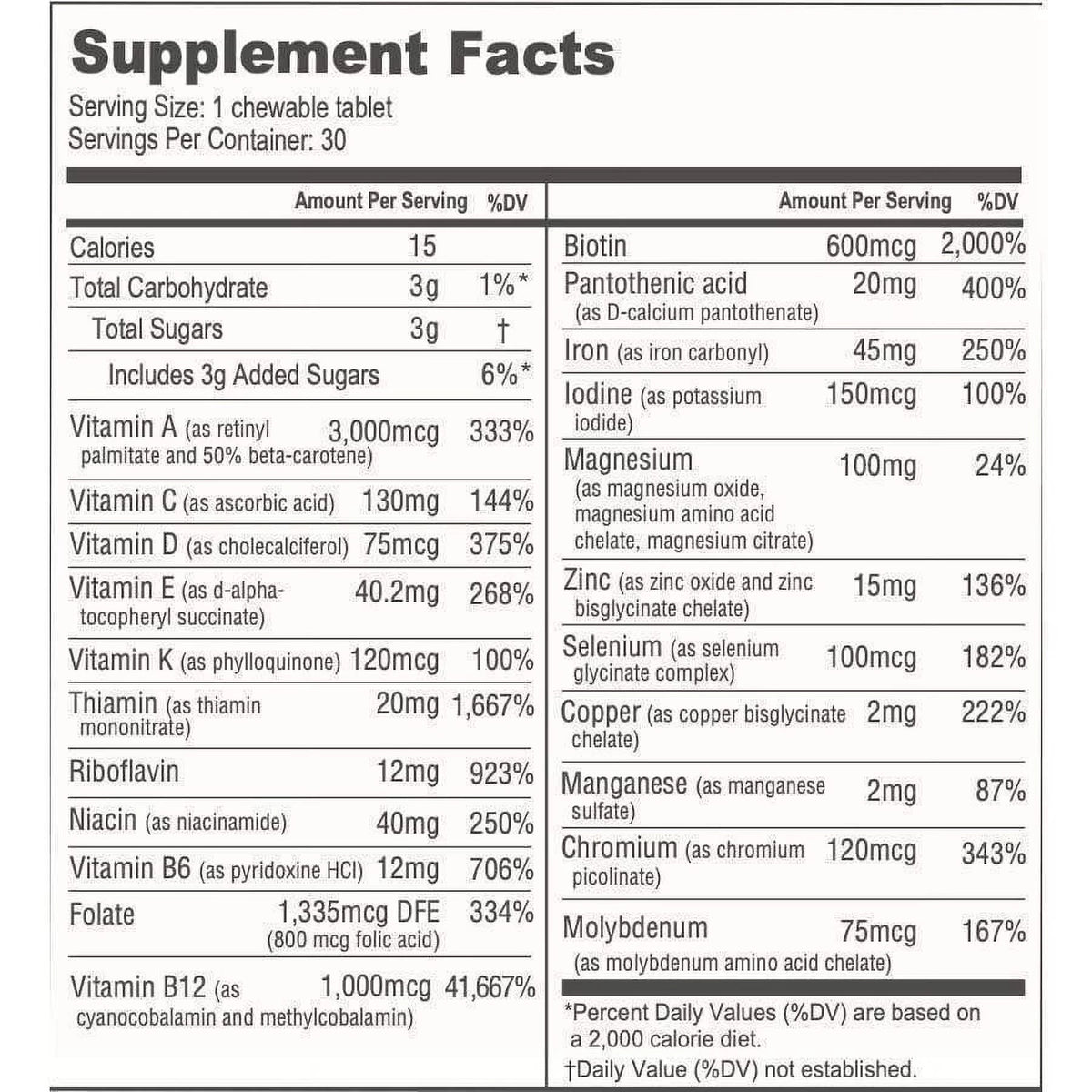 Chewable Bariatric Multivitamin with Iron and Calcium Citrate V120711
