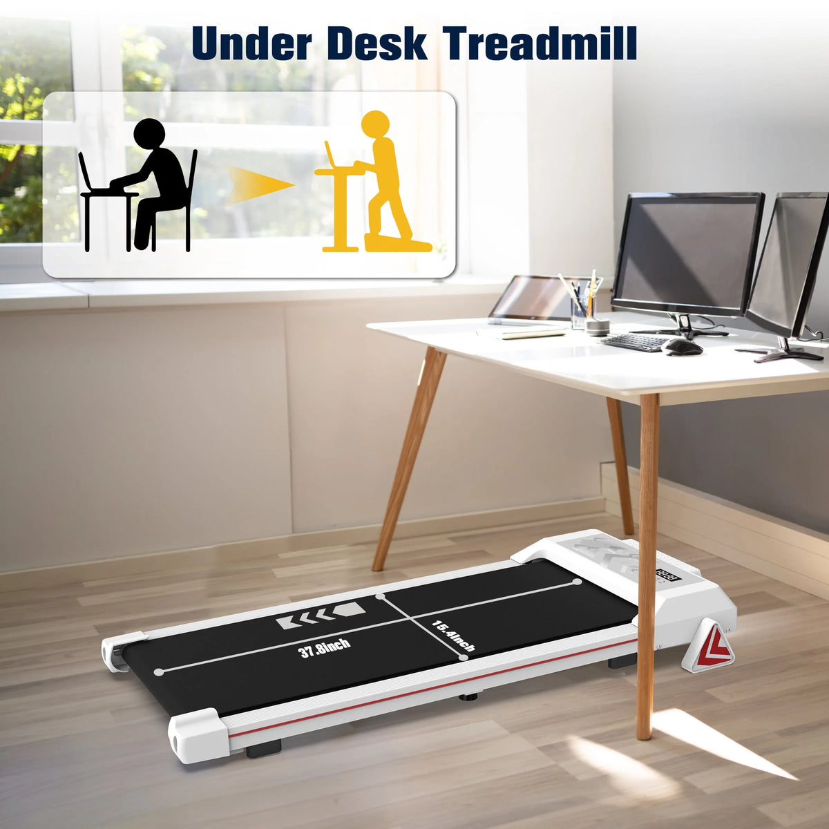 Black Portable Under Desk Treadmill W9253