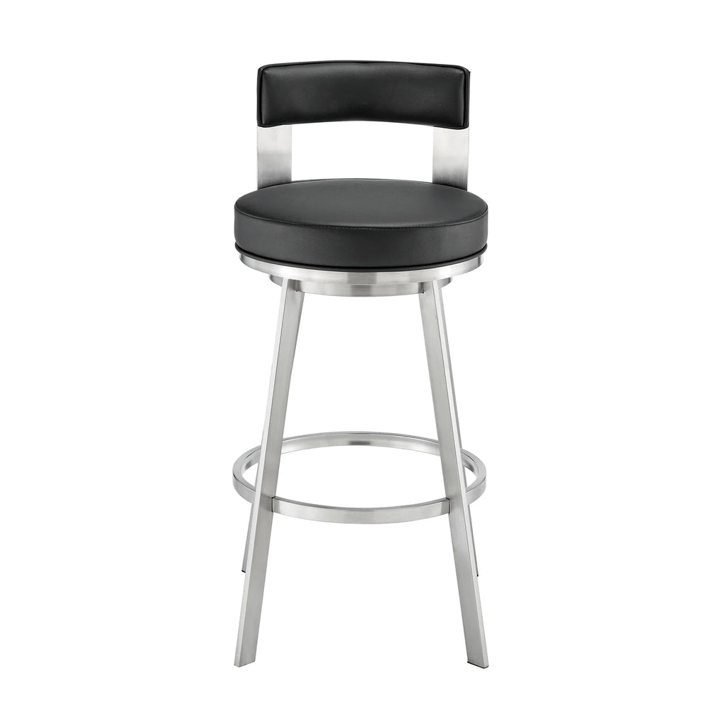 Swivel Faux Leather/Metal Counter Stool in Black/Chrome V937