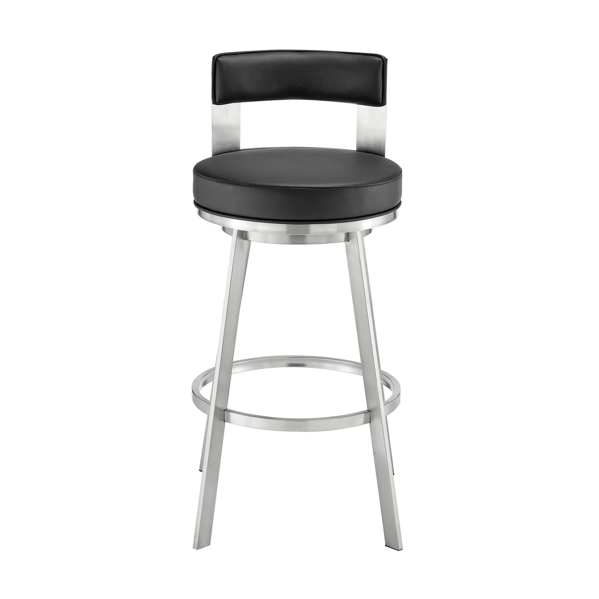 Swivel Faux Leather/Metal Counter Stool in Black/Chrome V937