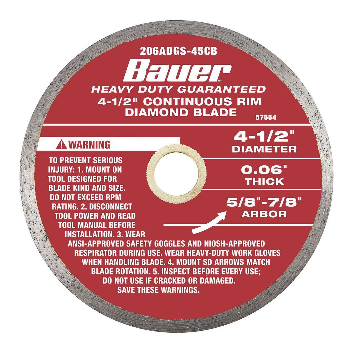 4-1/2 in. Continuous Rim Wet Cut Diamond Saw Blade J16805