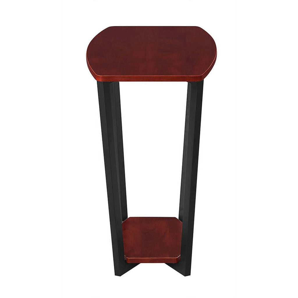 Cherry Wood and Black Metal End Table B33457