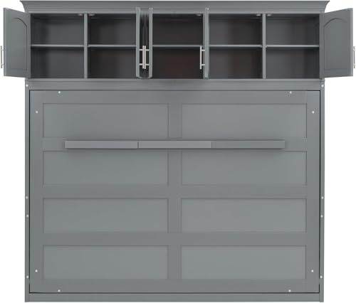 Queen Grey Wood Murphy Bed with Storage R41000