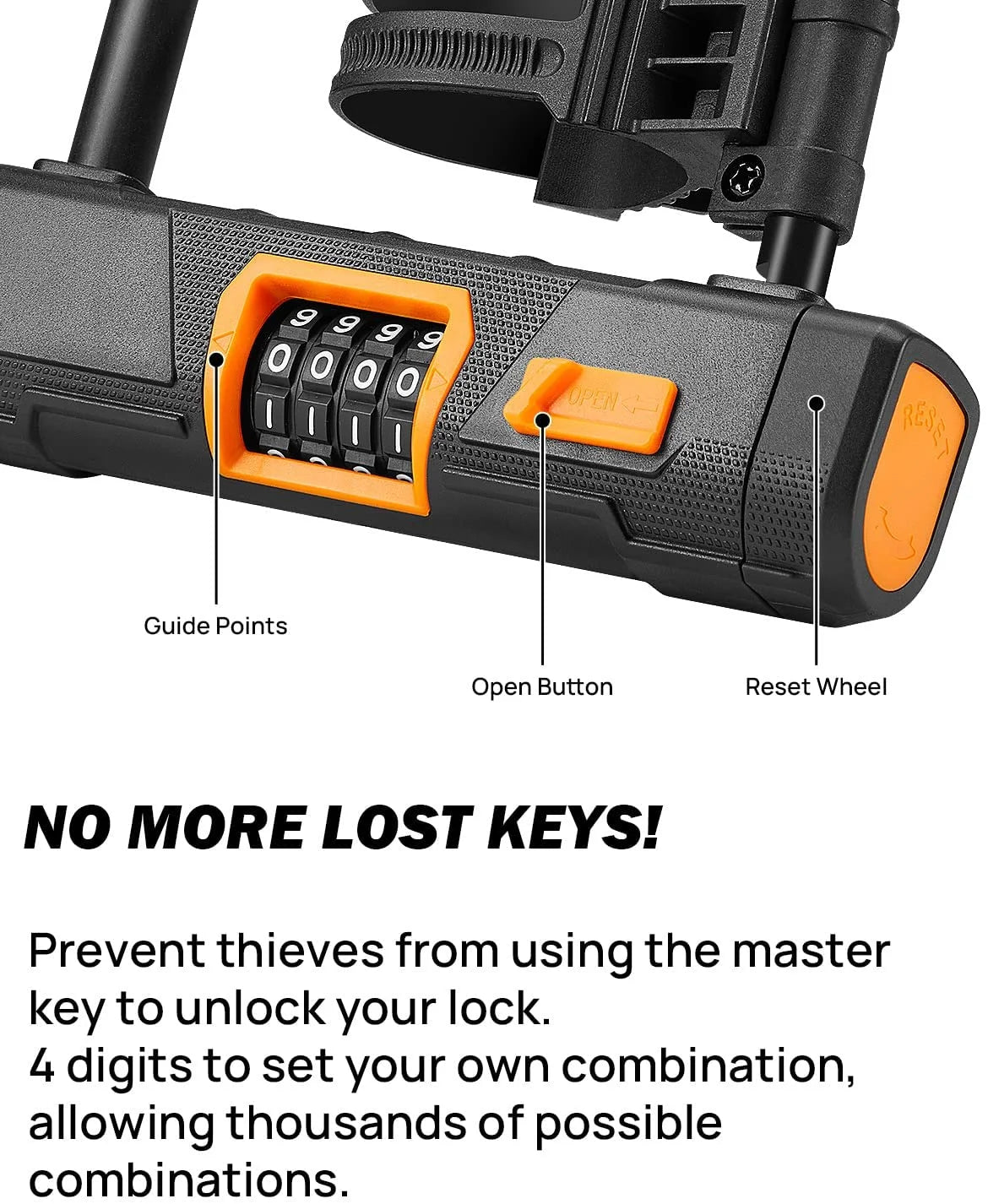 14.6mm Bike U Lock with 1800mm Steel Chain Cable and Mount Holder, 2 Pack W7377