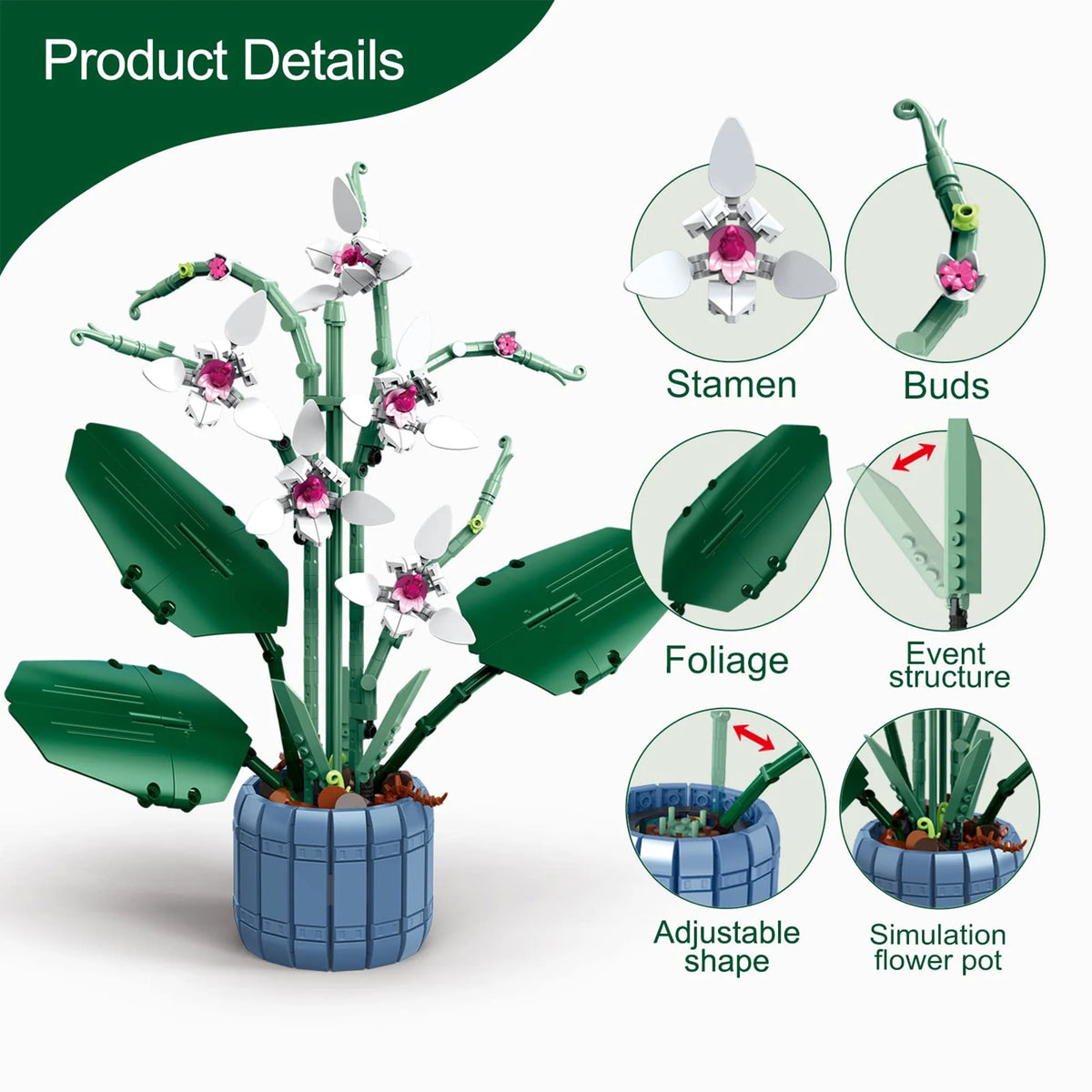 White Butterfly Orchid Building Block Set V664058