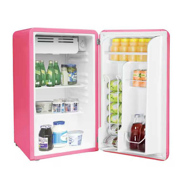 Pink Mini Retro Fridge with Freezer N8665