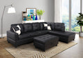 Black Faux Leather Sectional Sofa with Right Facing Chaise P17272